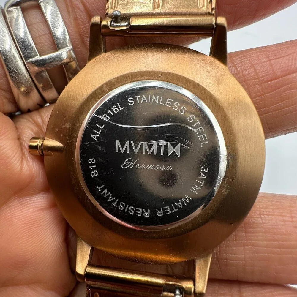 MVMT Hermosa Watch Women Rose Gold Tone 38MM Dial Mesh Band New Battery 8.5